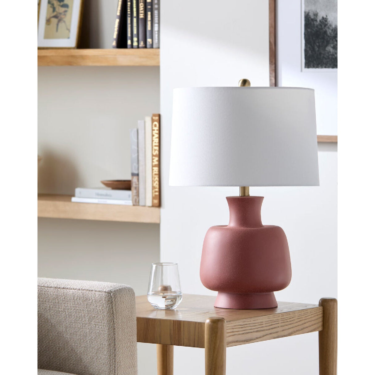 Modern European furniture - Painted Base Linen Table Lamp - www.oroa.com