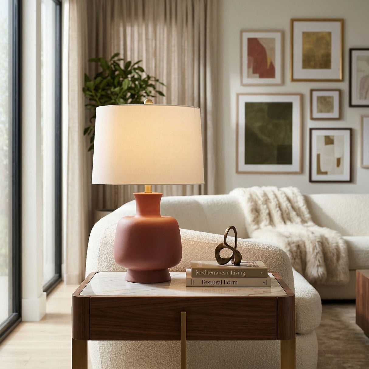 Modern European furniture - Painted Base Linen Table Lamp - www.oroa.com