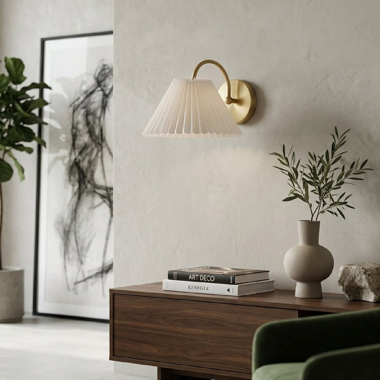 Modern European furniture - Pleated White Linen Wall Lamp - www.oroa.com