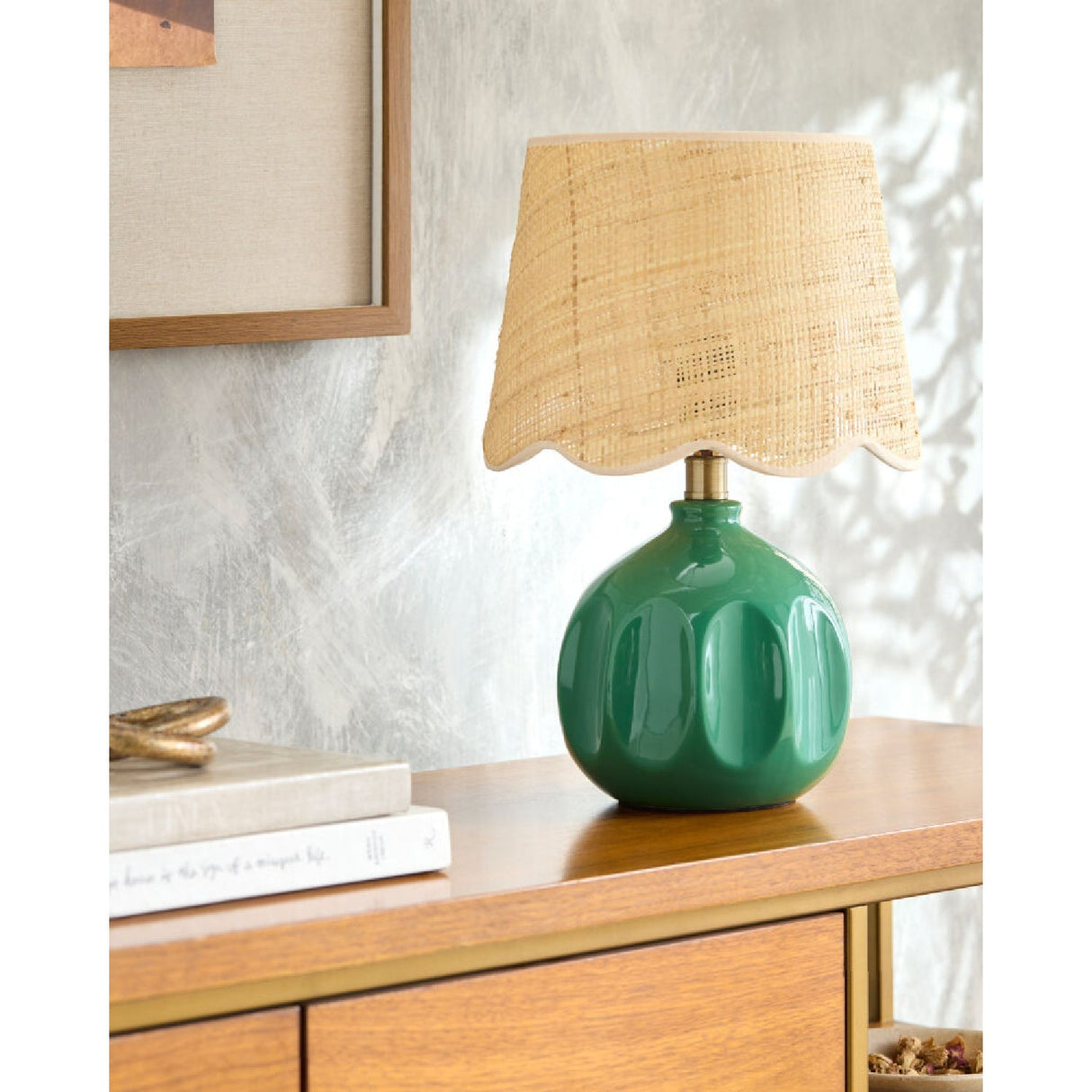 Modern European furniture - Wavy Rattan Accent Table Lamp - www.oroa.com
