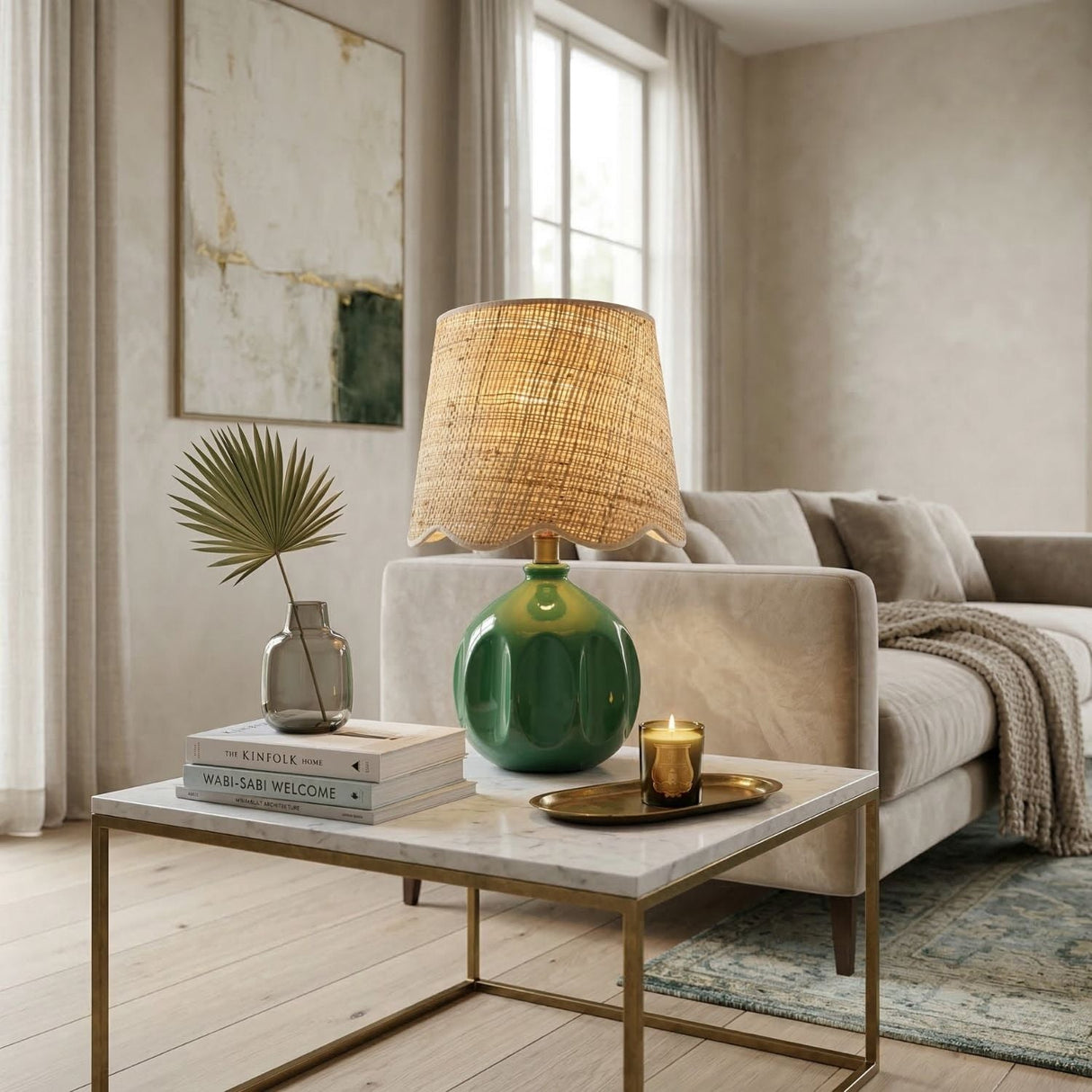 Modern European furniture - Wavy Rattan Accent Table Lamp - www.oroa.com