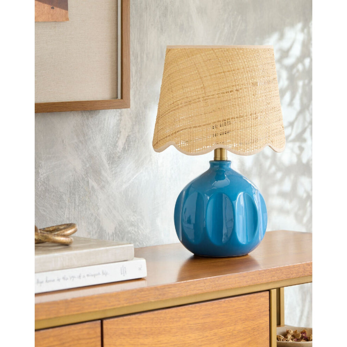 Modern European furniture - Wavy Rattan Accent Table Lamp - www.oroa.com