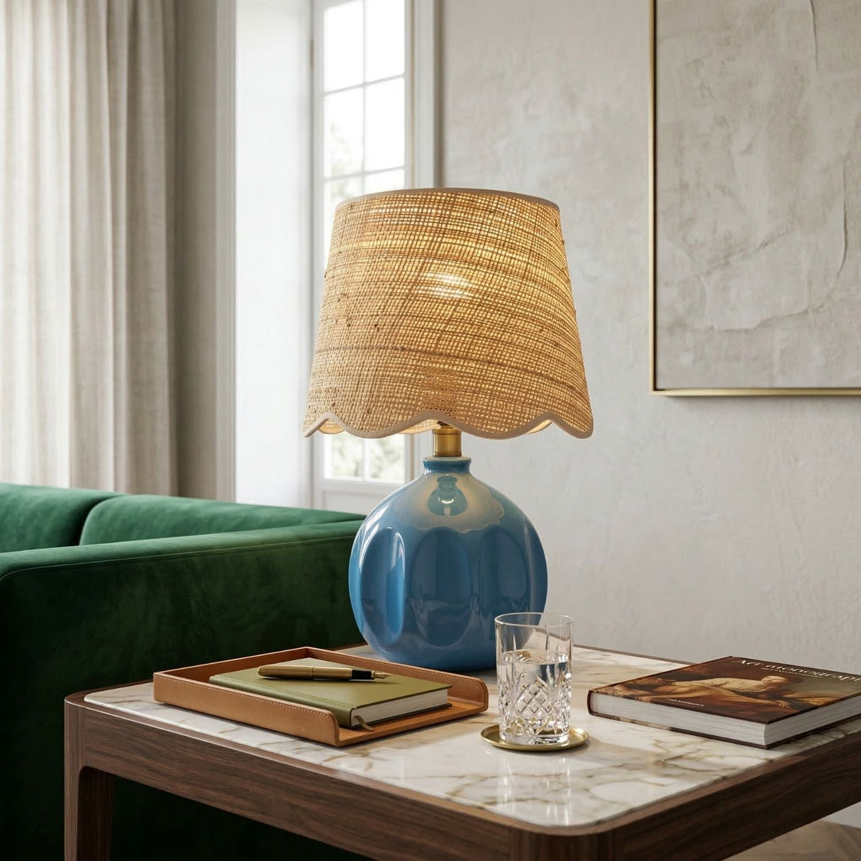 Modern European furniture - Wavy Rattan Accent Table Lamp - www.oroa.com