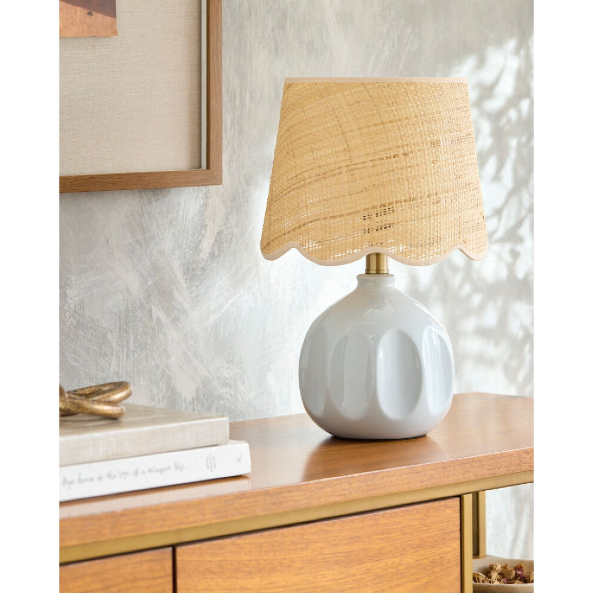 Modern European furniture - Wavy Rattan Accent Table Lamp - www.oroa.com