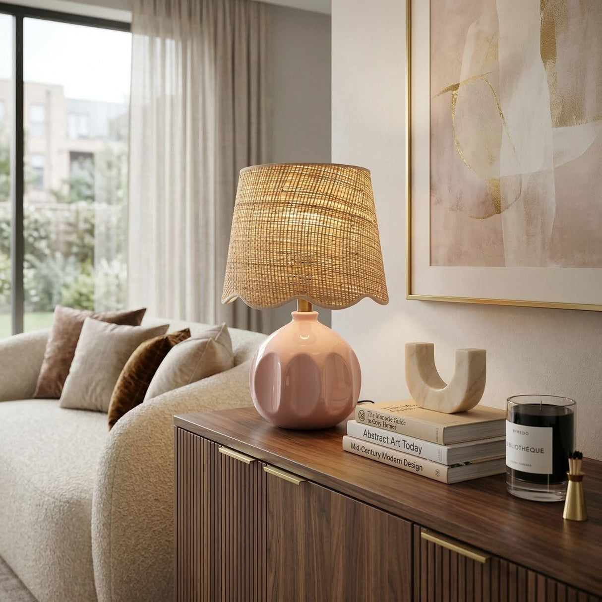Modern European furniture - Wavy Rattan Accent Table Lamp - www.oroa.com