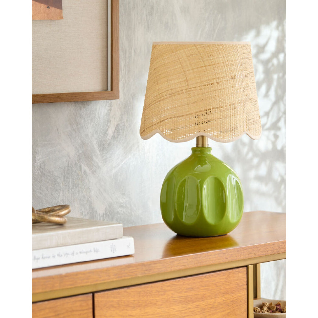 Modern European furniture - Wavy Rattan Accent Table Lamp - www.oroa.com