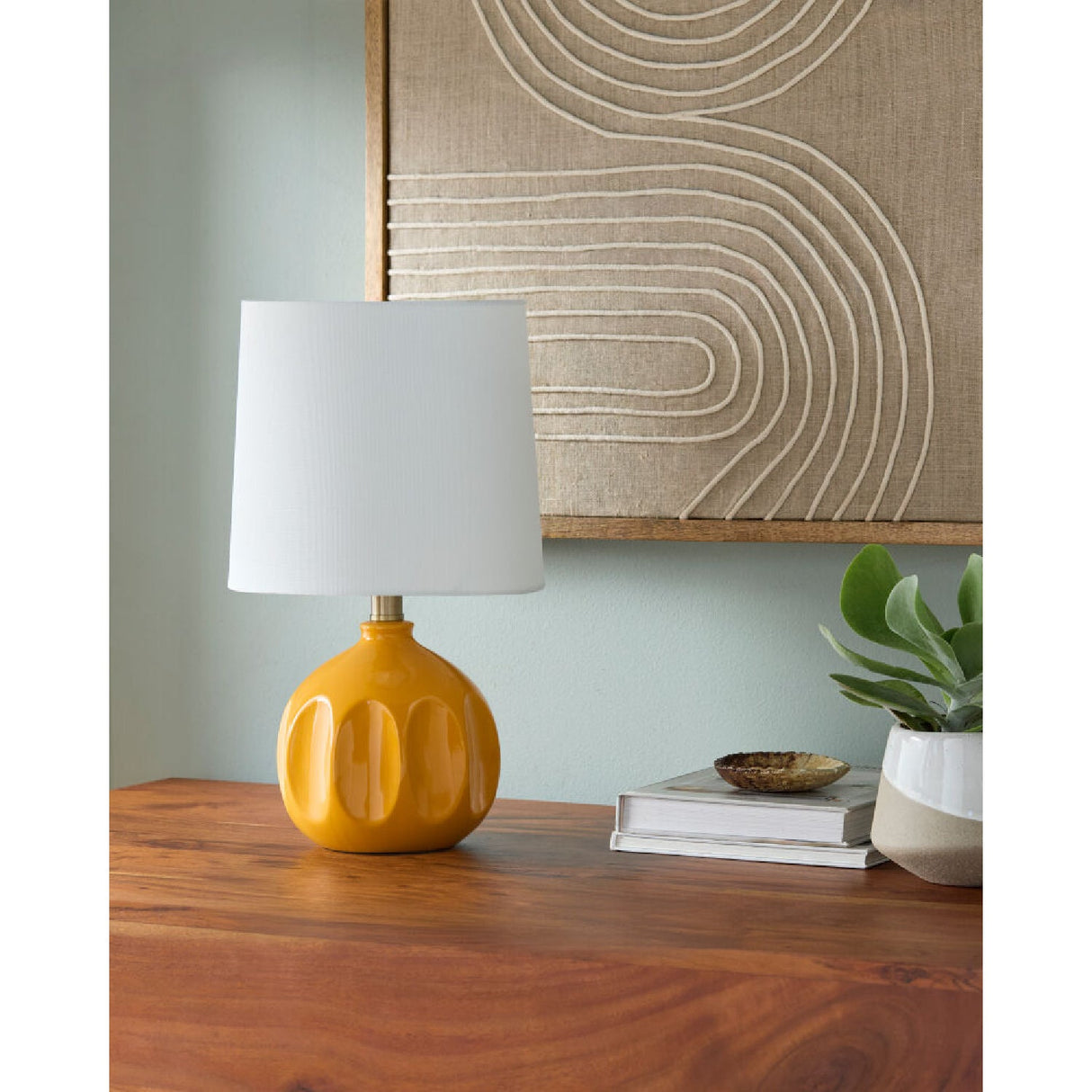 Modern European furniture - Linen Carved Ceramic Table Lamp - www.oroa.com