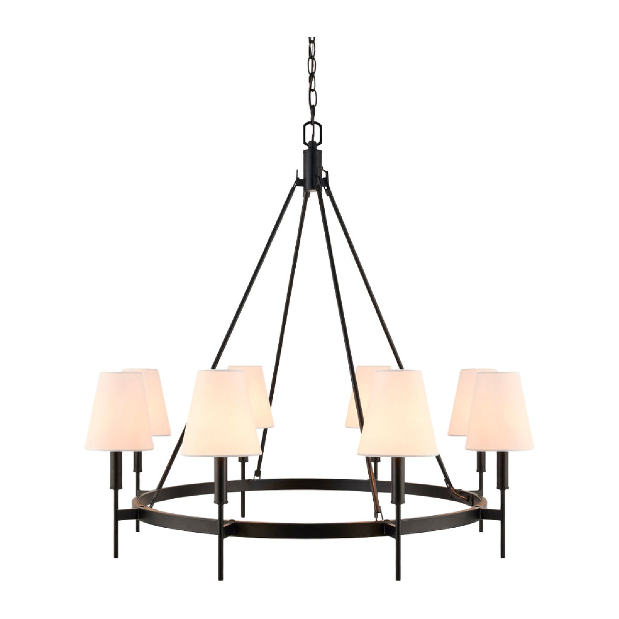 Modern European furniture - Black Metal Ring 8-Light Chandelier - www.oroa.com