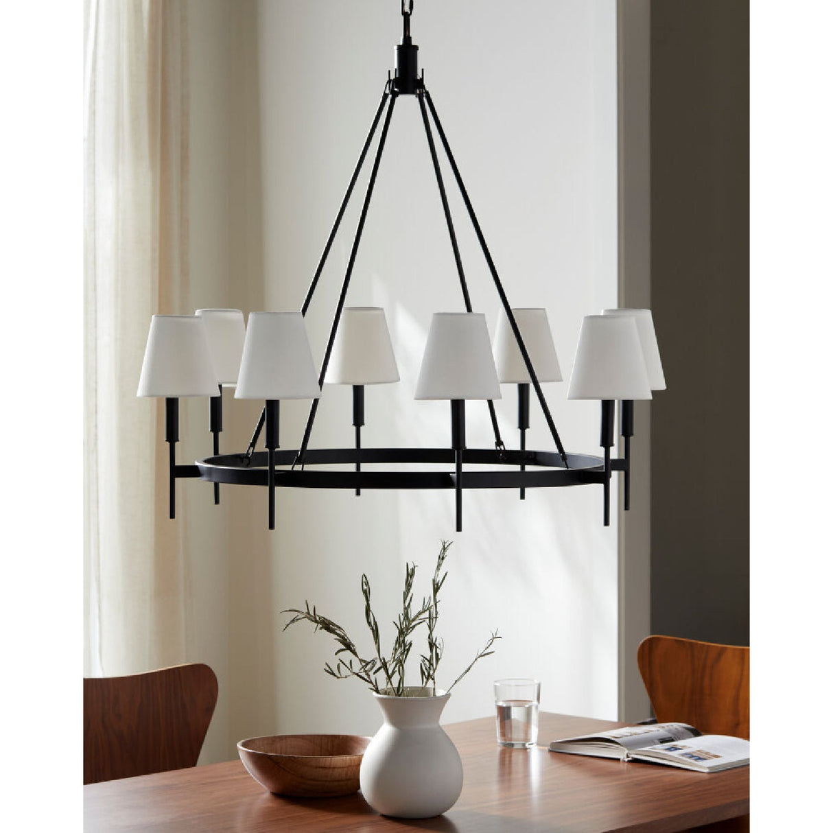 Modern European furniture - Black Metal Ring 8-Light Chandelier - www.oroa.com