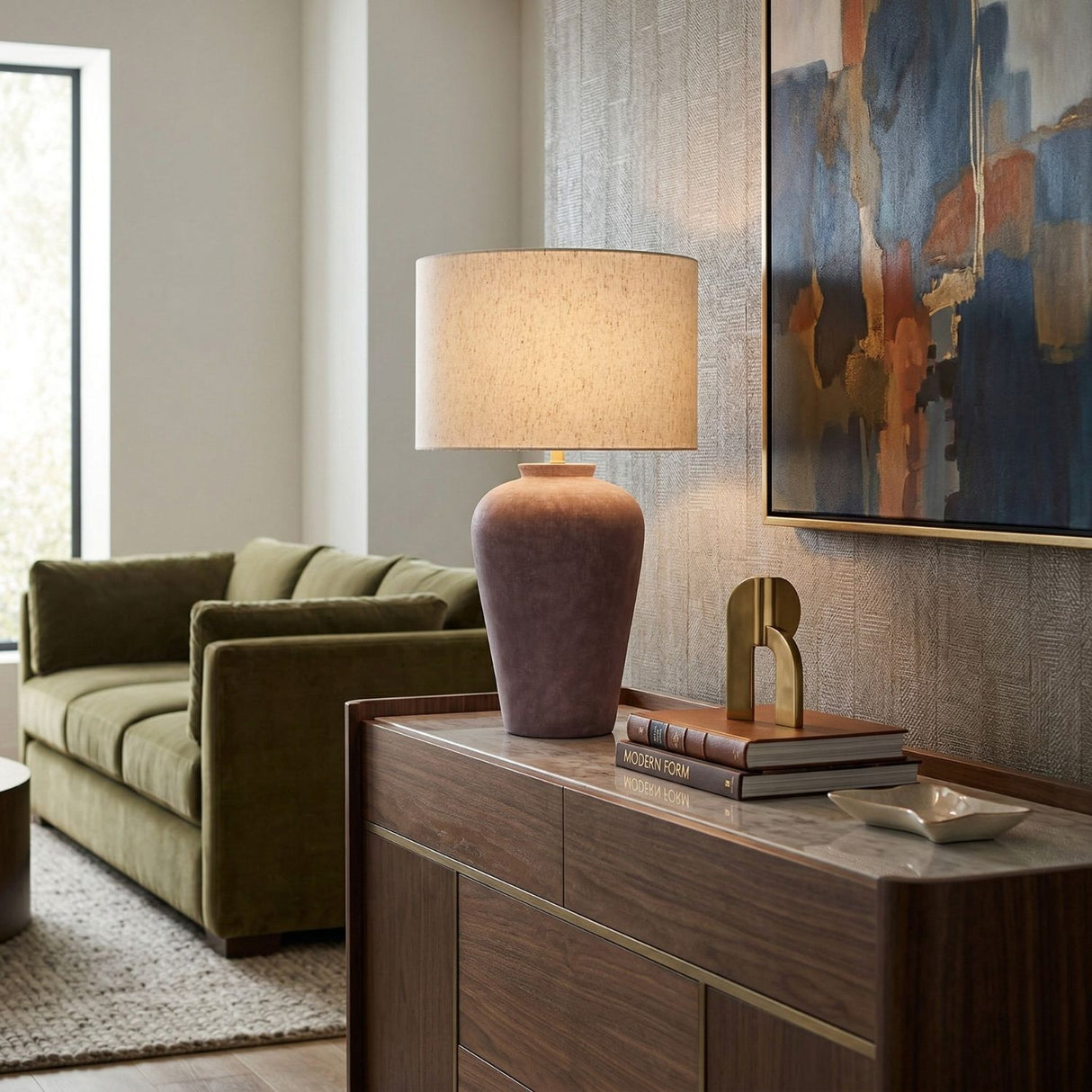 Modern European furniture - Painted Cement Linen Table Lamp - www.oroa.com