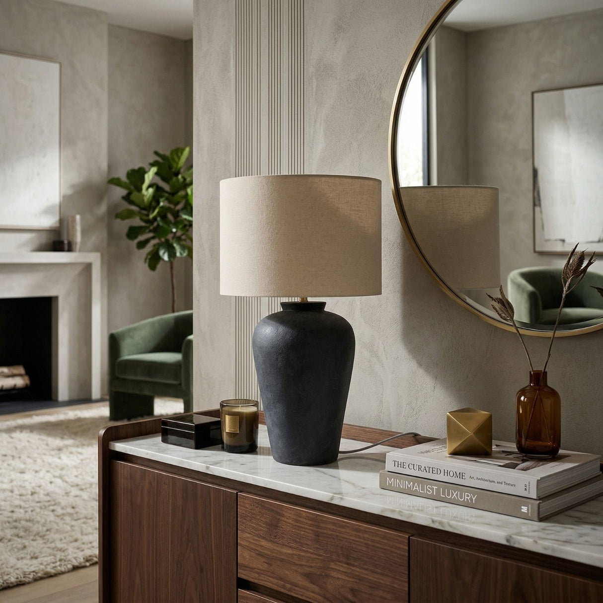 Modern European furniture - Painted Cement Linen Table Lamp - www.oroa.com