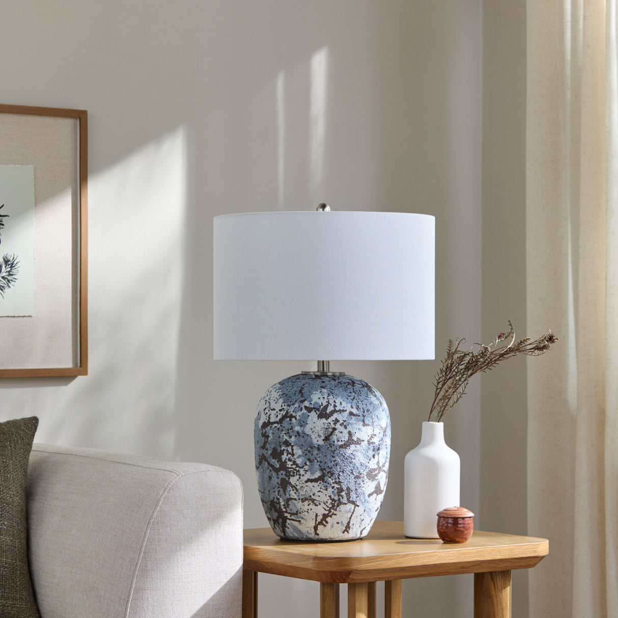 Modern European furniture - Textured Gray Ceramic Table Lamp - www.oroa.com