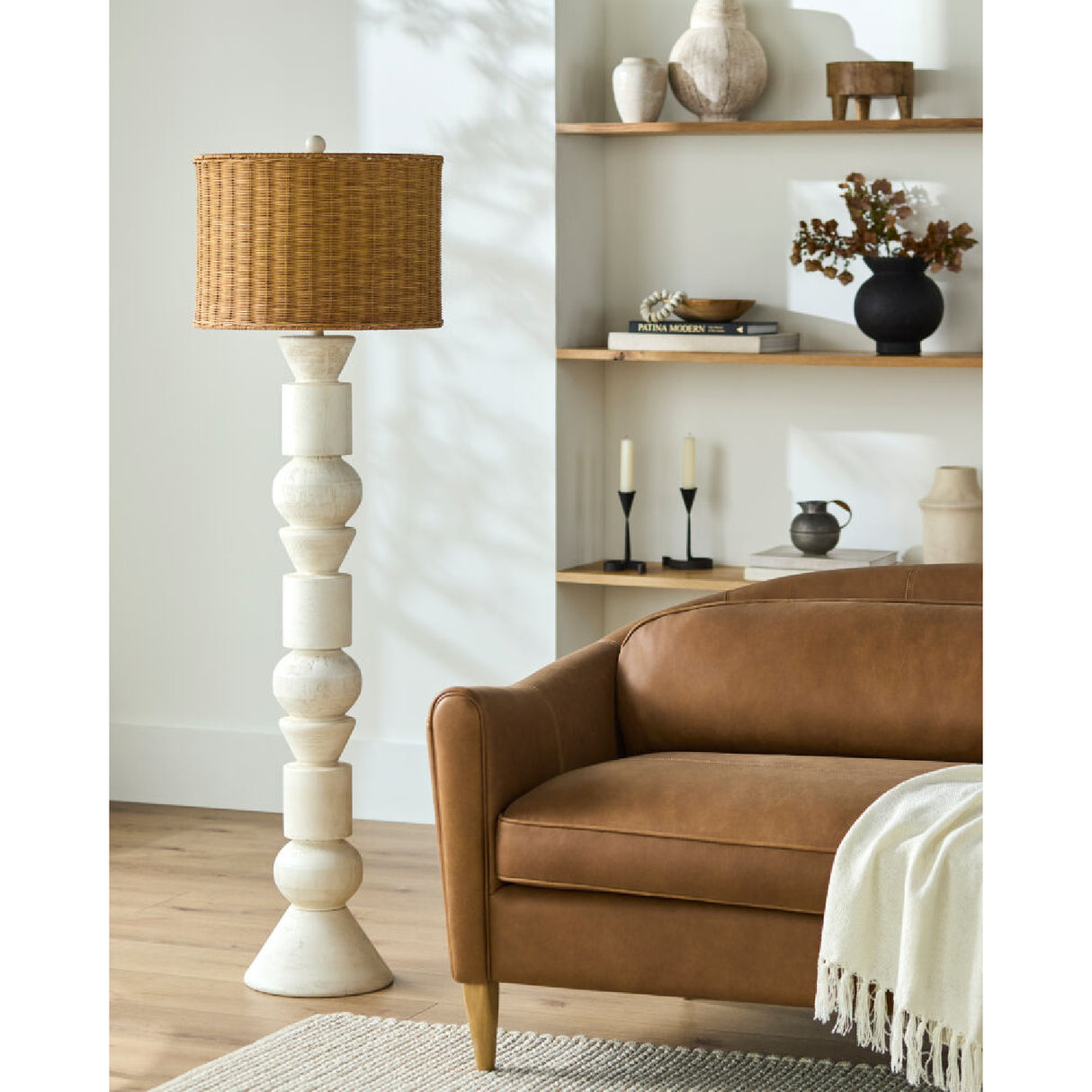 White Stacked Base Floor Lamp | Oroa.com