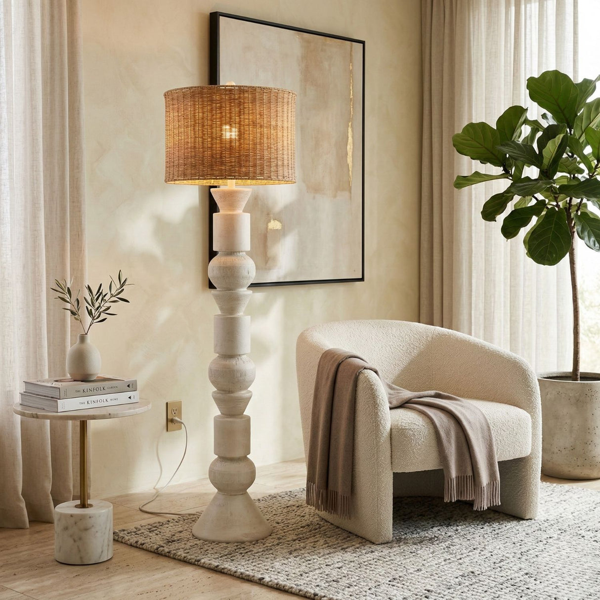 White Stacked Base Floor Lamp | Oroa.com