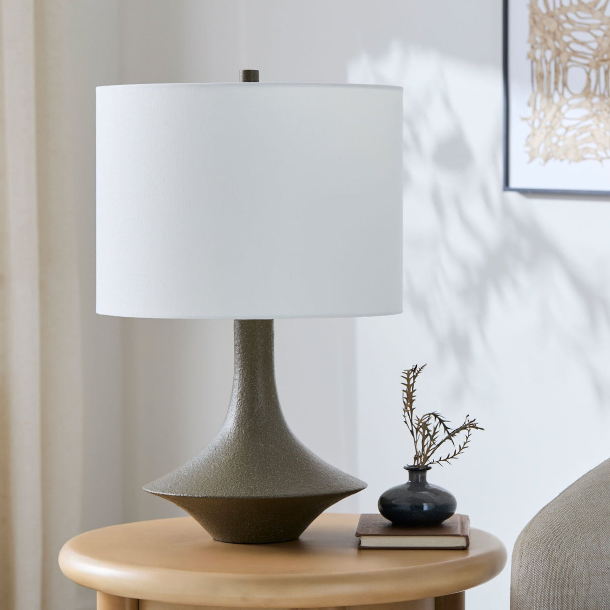 Modern European furniture - Painted Base Linen Table Lamp - www.oroa.com