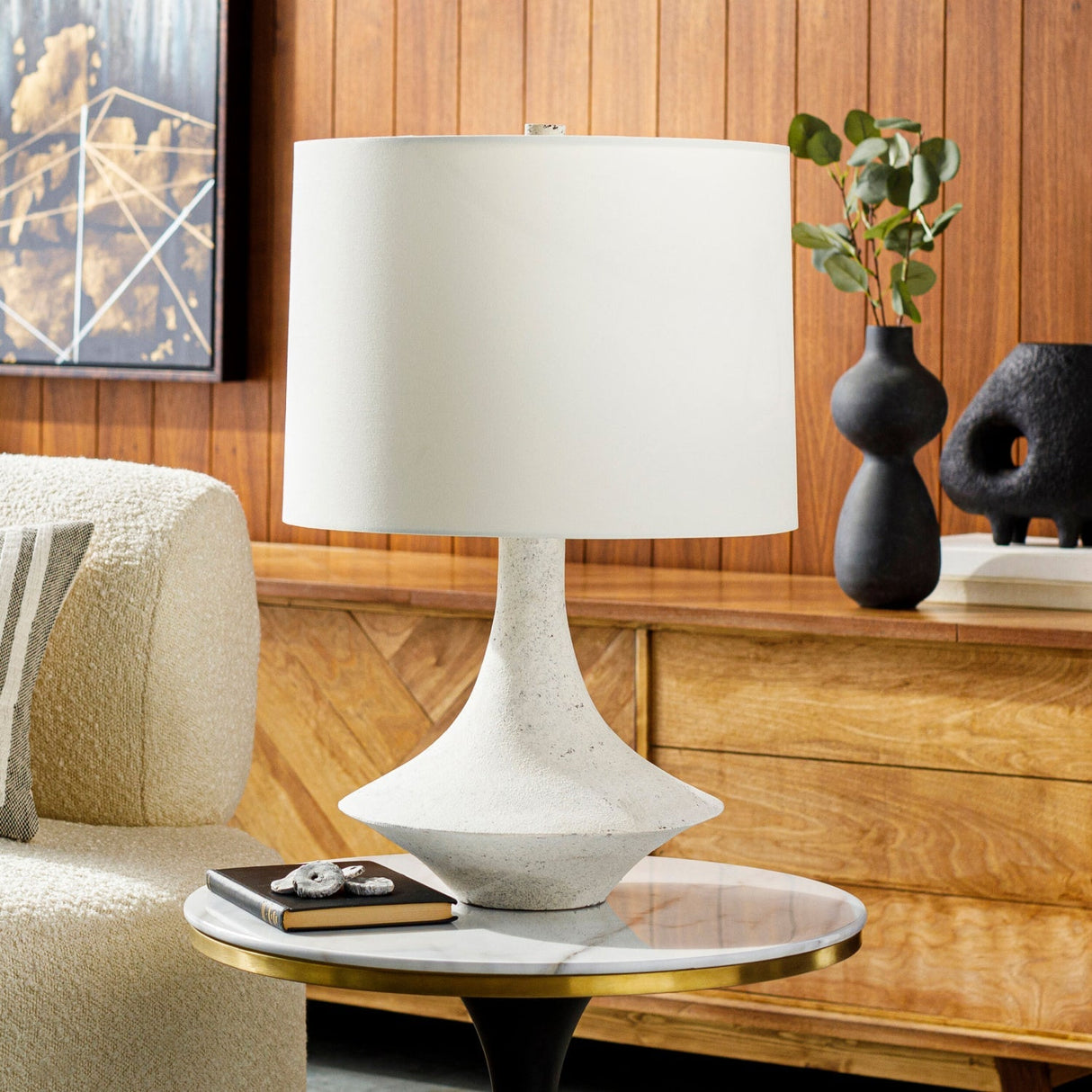 Modern European furniture - White Drum Shade Table Lamp - www.oroa.com