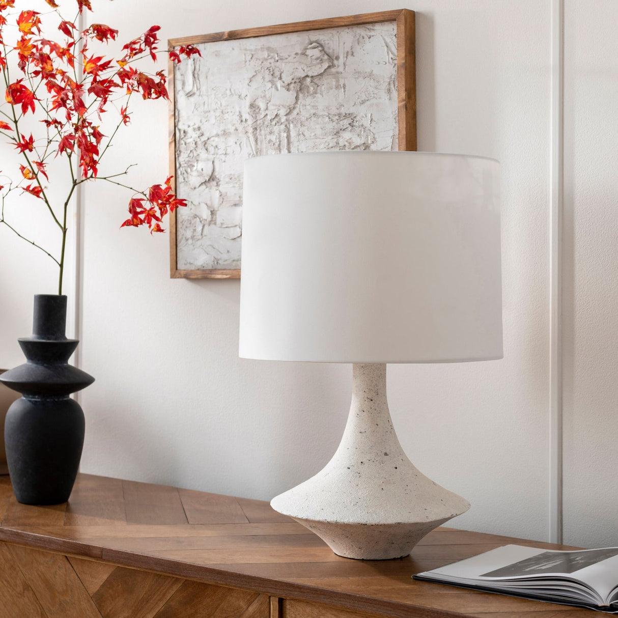 Modern European furniture - White Drum Shade Table Lamp - www.oroa.com