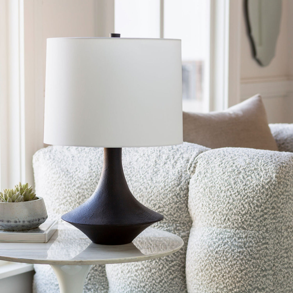 Modern European furniture - White Drum Shade Table Lamp - www.oroa.com