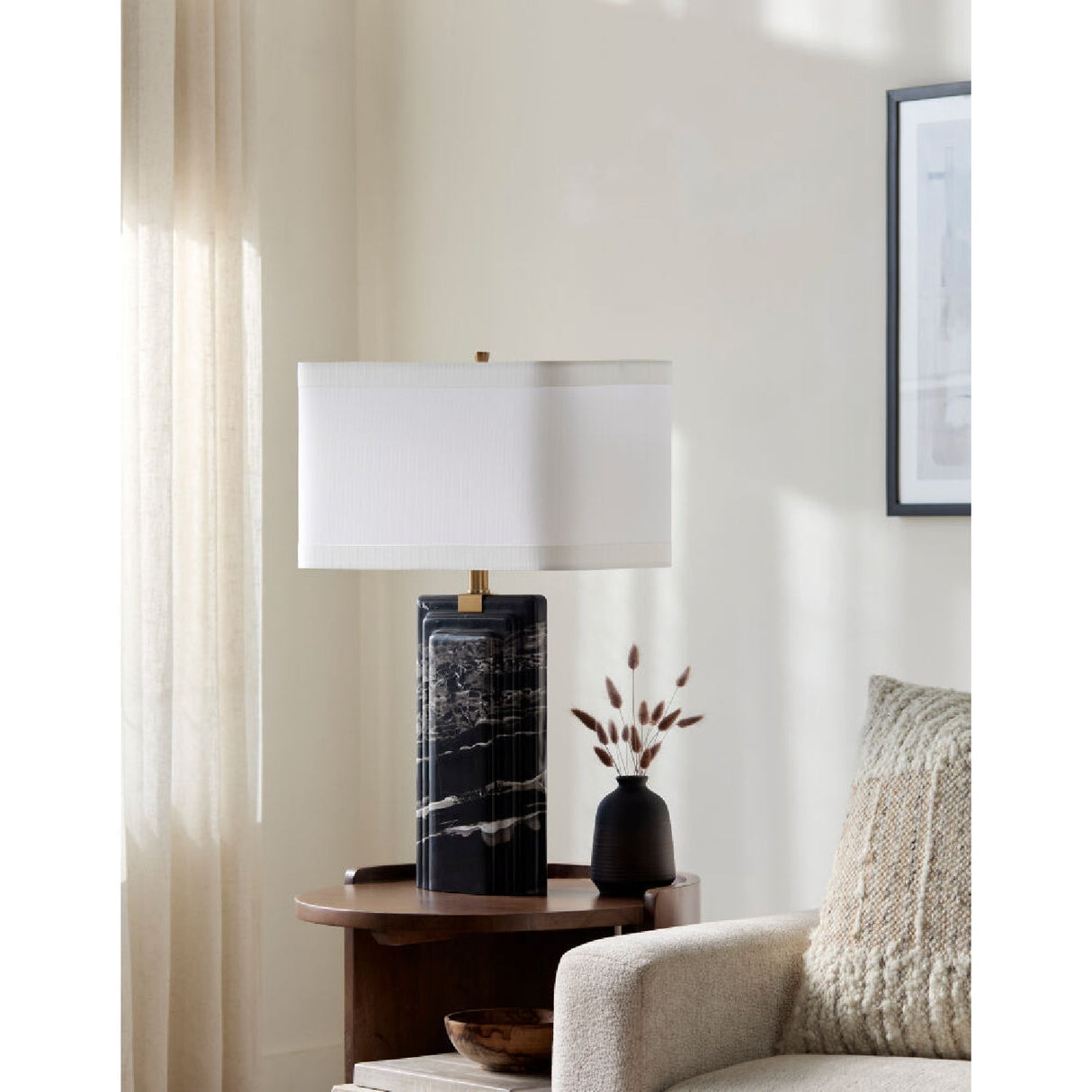Modern European furniture - Black Marble Accent Table Lamp - www.oroa.com