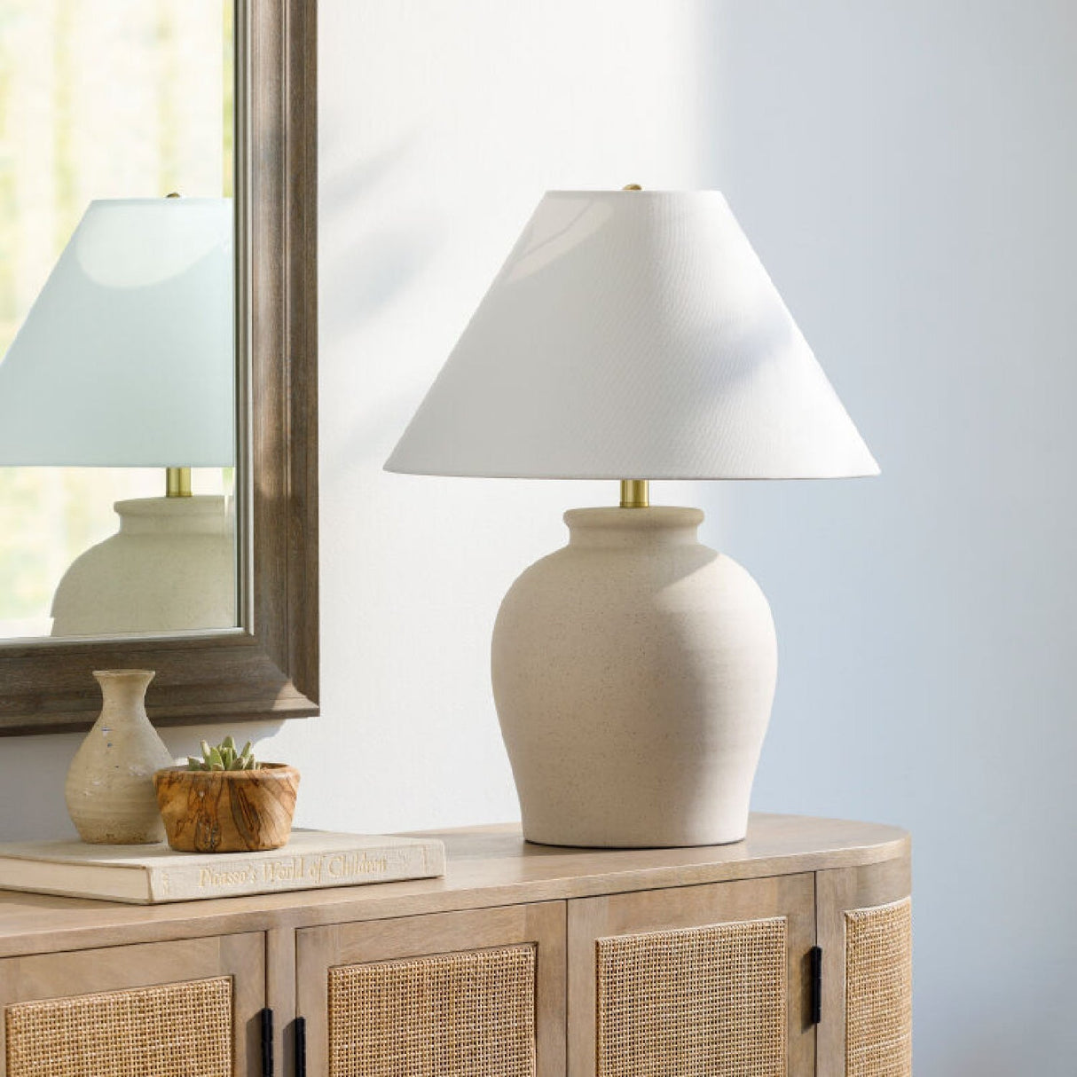 Modern European furniture - Painted Beige Ceramic Table Lamp - www.oroa.com