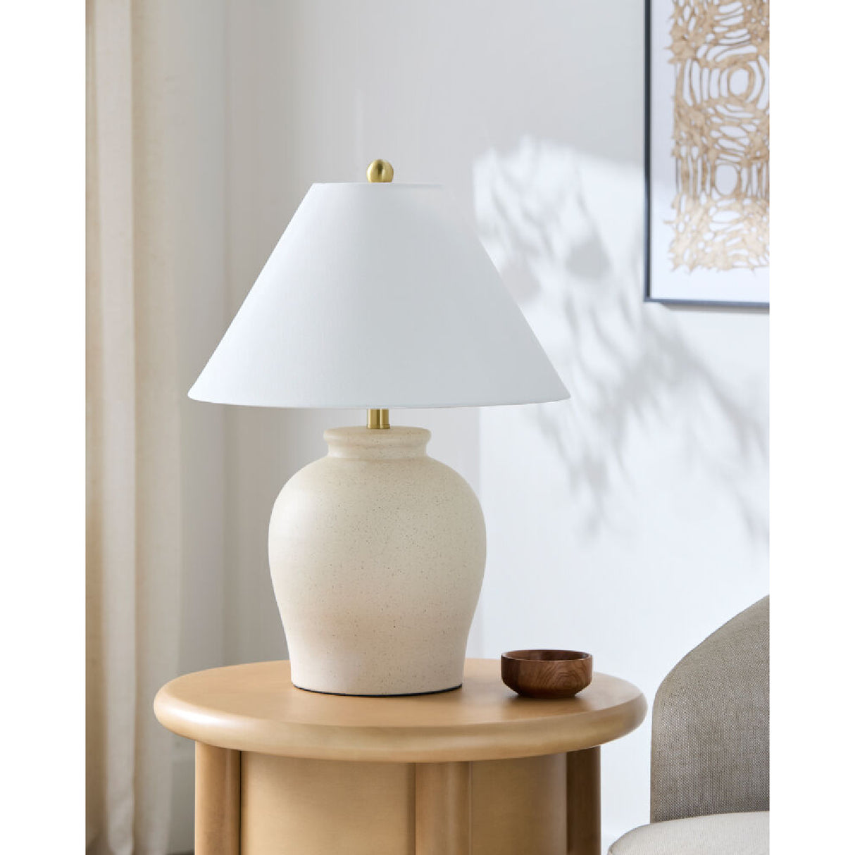 Painted Beige Ceramic Table Lamp | Oroa.com