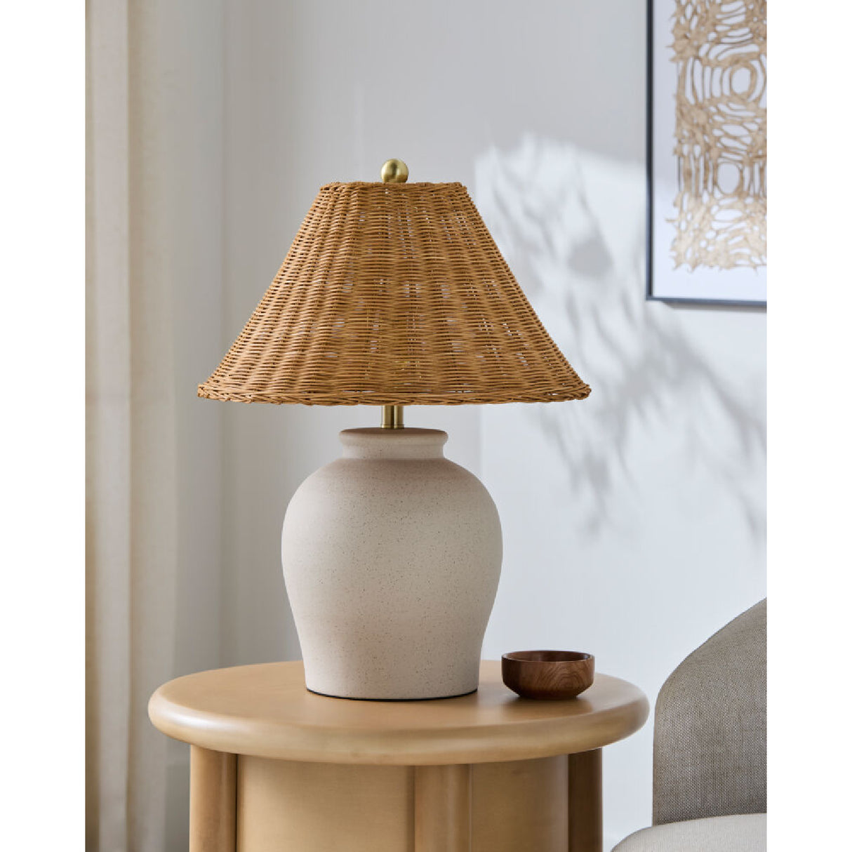 Painted Beige Ceramic Table Lamp | Oroa.com