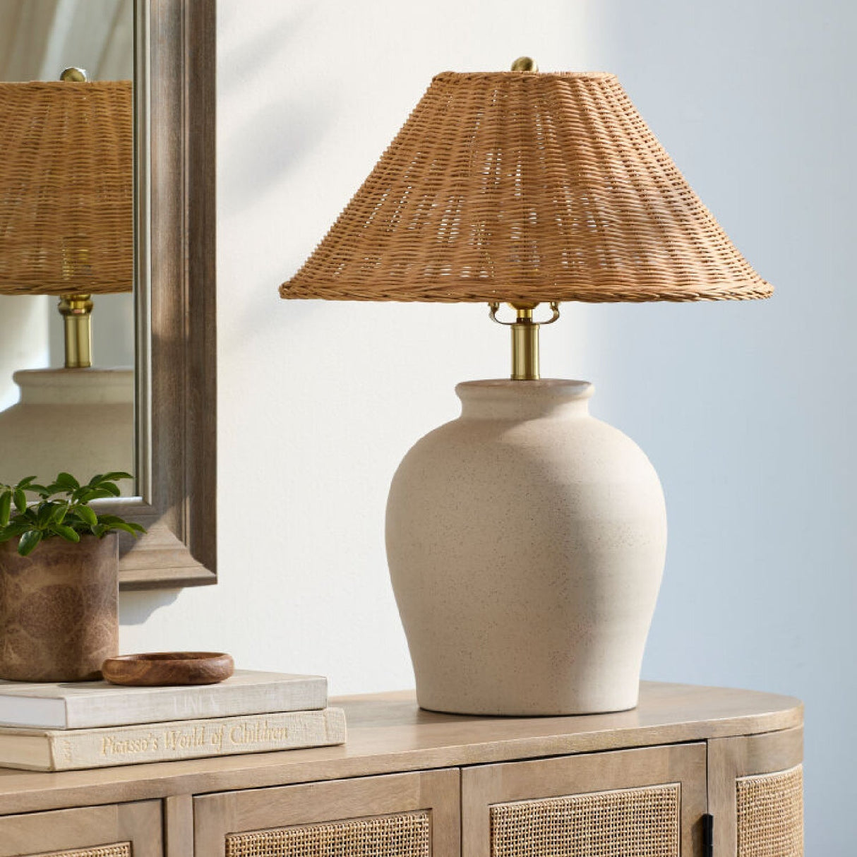 Modern European furniture - Painted Beige Ceramic Table Lamp - www.oroa.com