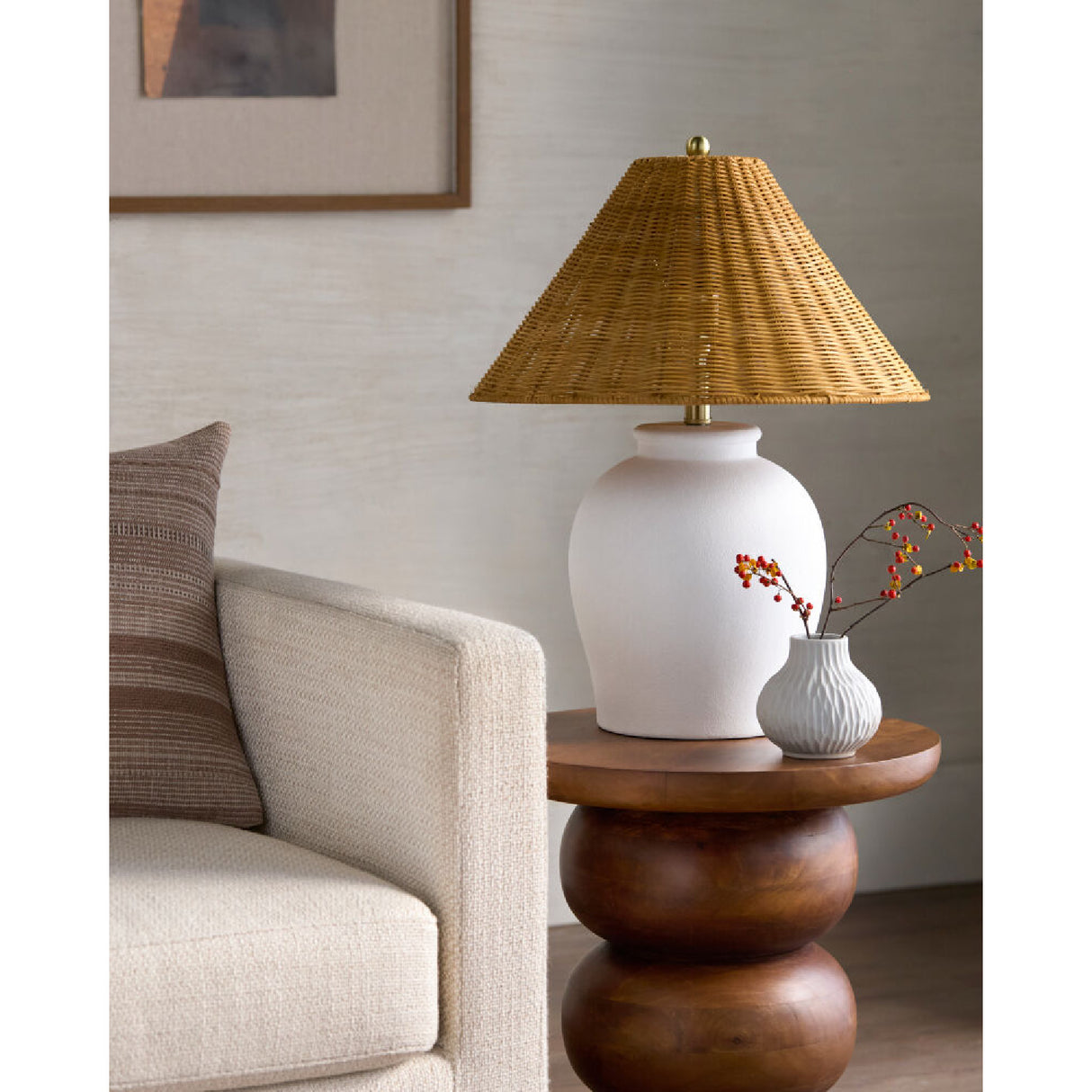 Modern European furniture - Rattan Empire Shade Table Lamp - www.oroa.com