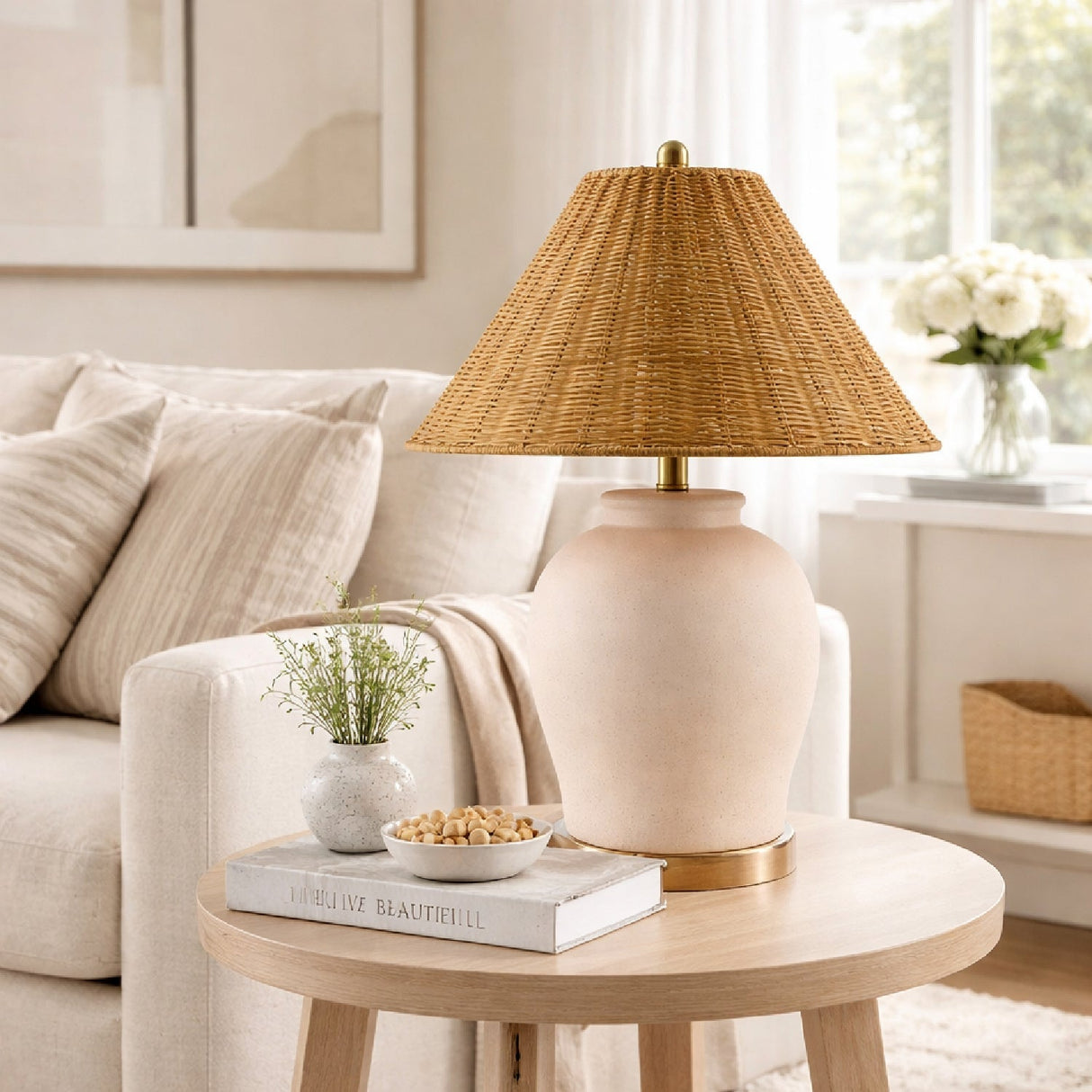 Modern European furniture - Rattan Empire Shade Table Lamp - www.oroa.com