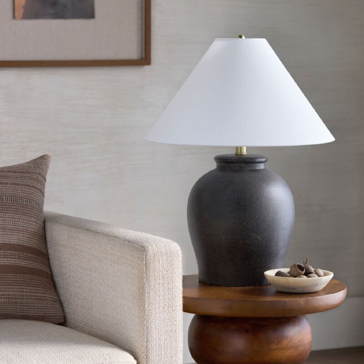 Modern European furniture - Ceramic White Linen Table Lamp - www.oroa.com