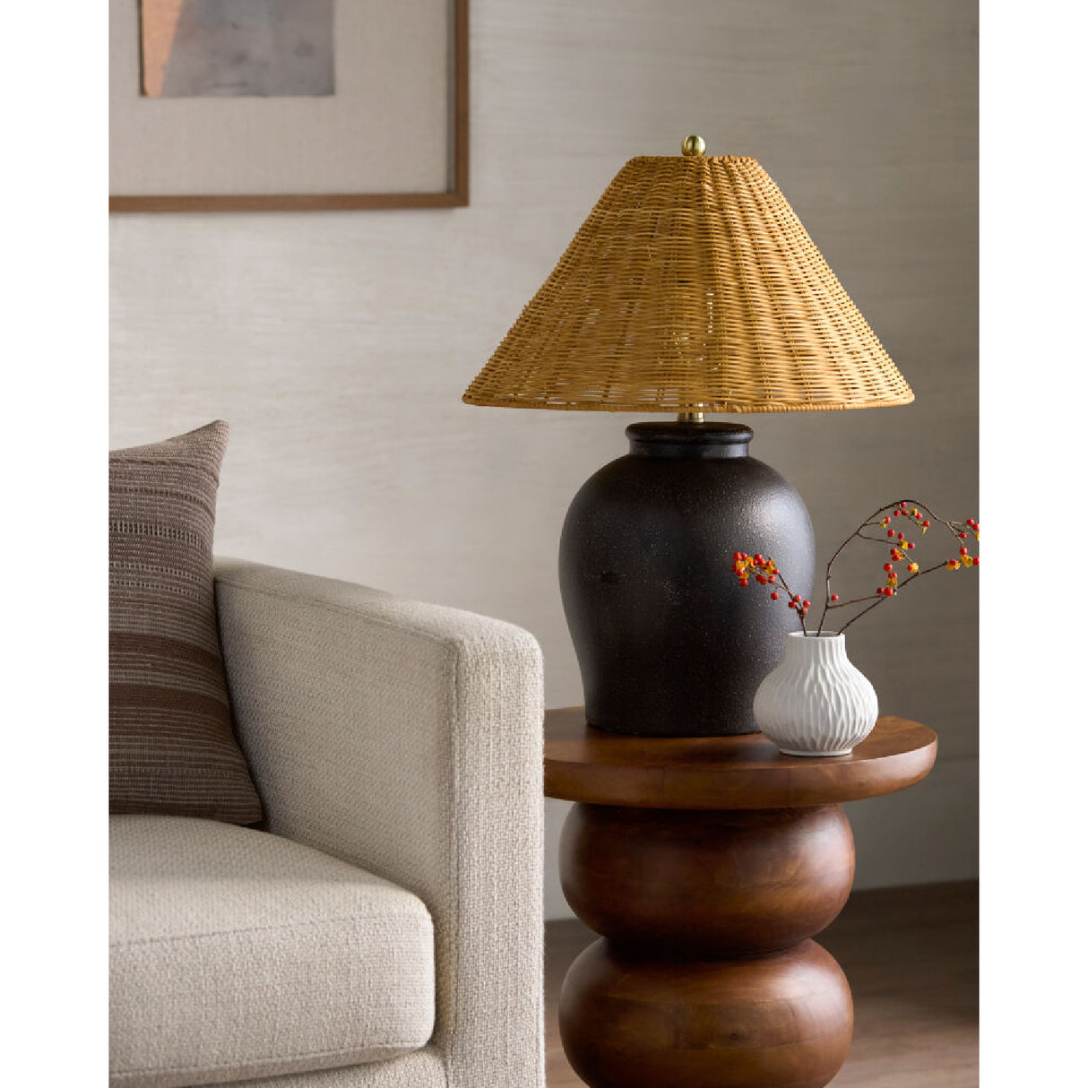 Modern European furniture - Rattan Empire Shade Table Lamp - www.oroa.com