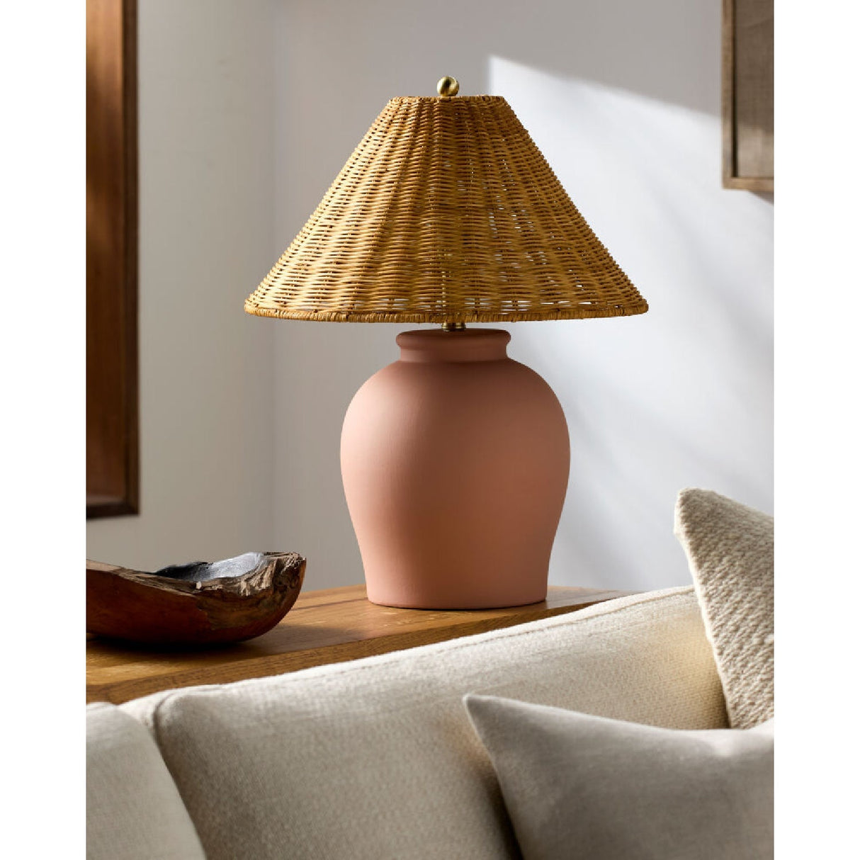 Modern European furniture - Rattan Empire Shade Table Lamp - www.oroa.com
