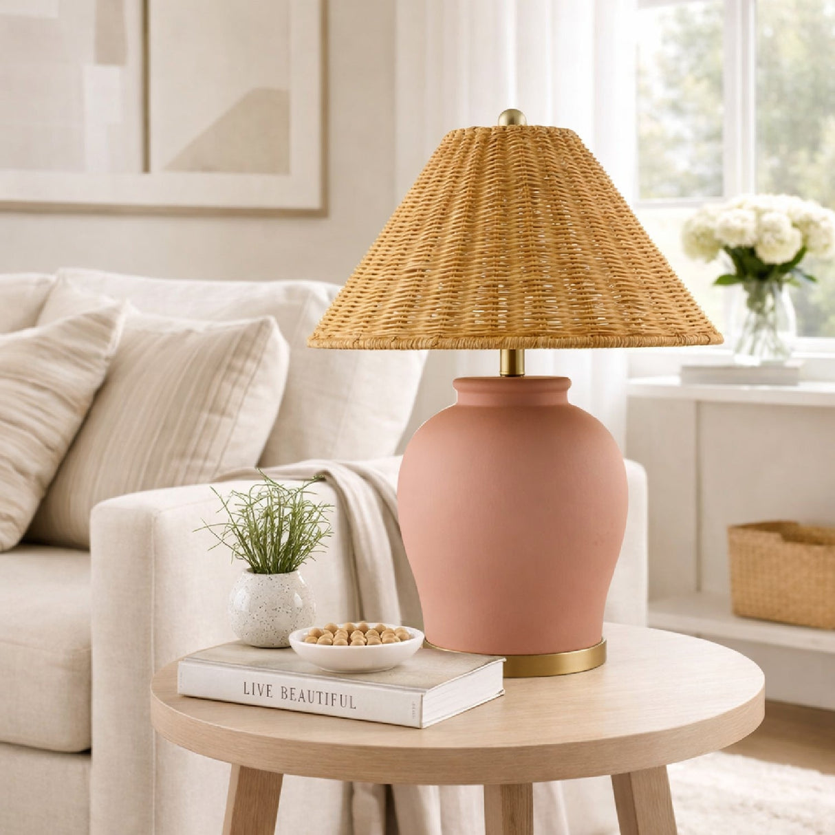 Modern European furniture - Rattan Empire Shade Table Lamp - www.oroa.com