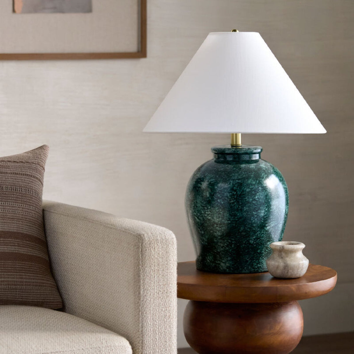Modern European furniture - Ceramic White Linen Table Lamp - www.oroa.com