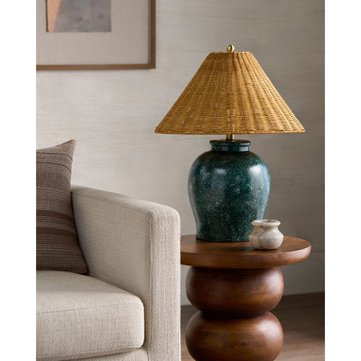 Modern European furniture - Rattan Empire Shade Table Lamp - www.oroa.com