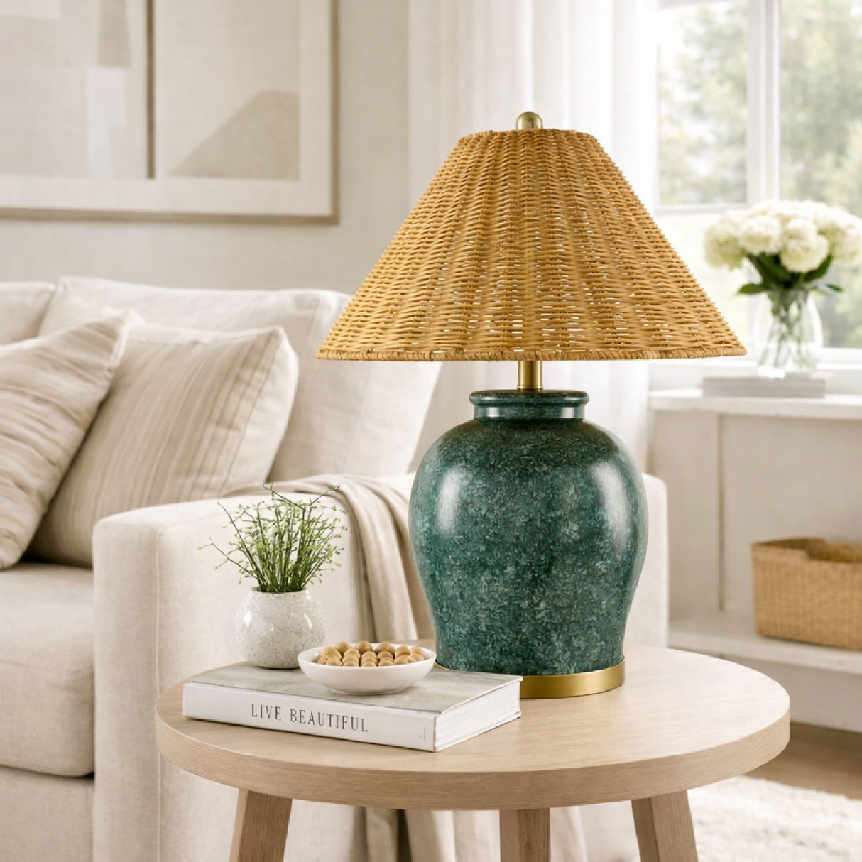 Modern European furniture - Rattan Empire Shade Table Lamp - www.oroa.com