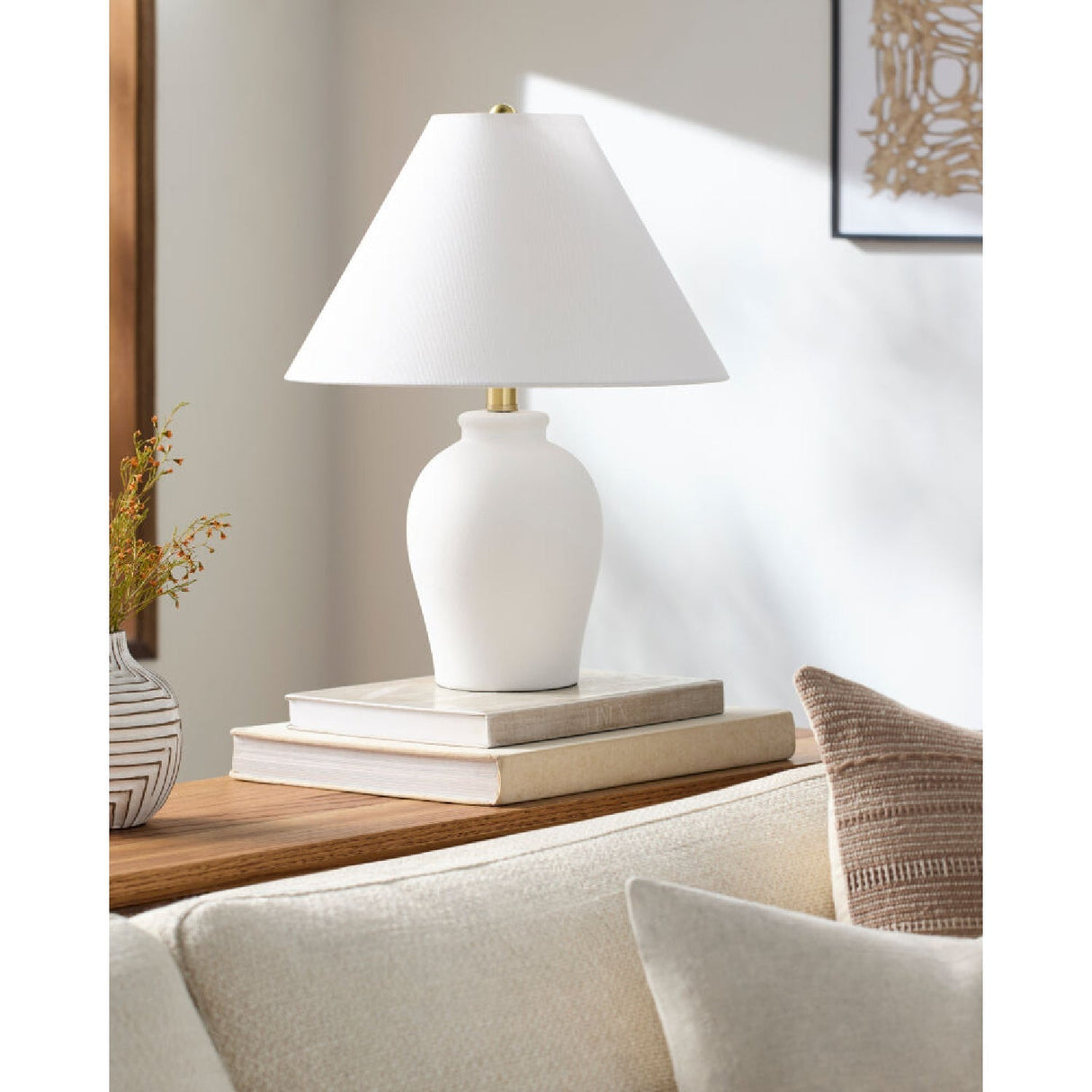 Modern European furniture - White Linen Empire Table Lamp - www.oroa.com