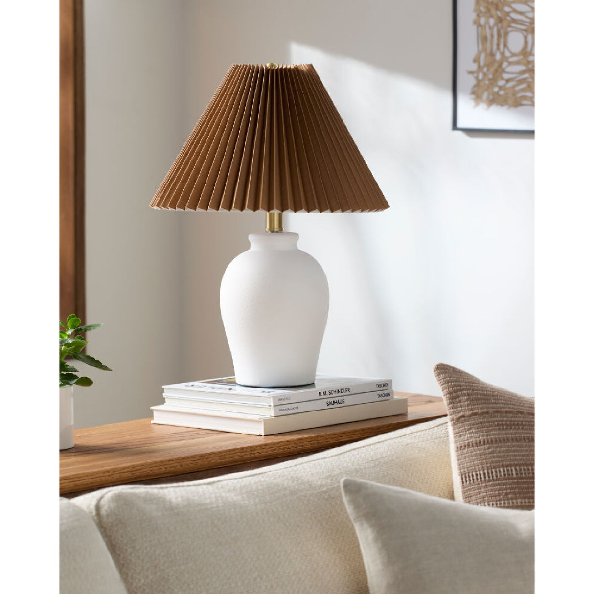 Modern European furniture - Brown Linen Pleated Table Lamp - www.oroa.com