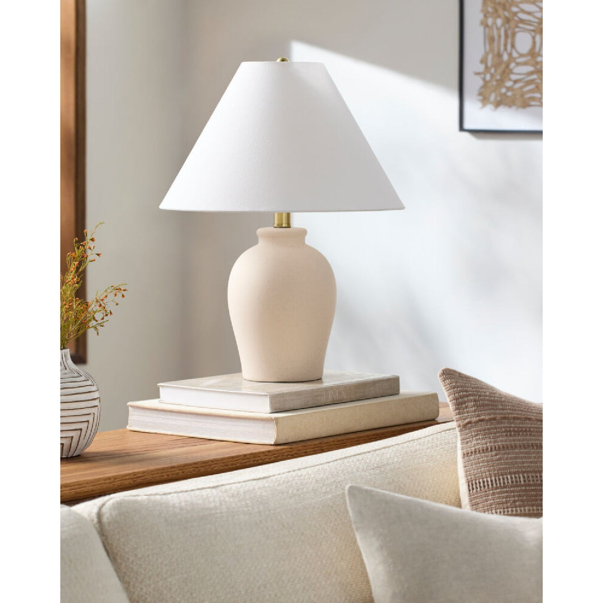 Modern European furniture - White Linen Empire Table Lamp - www.oroa.com