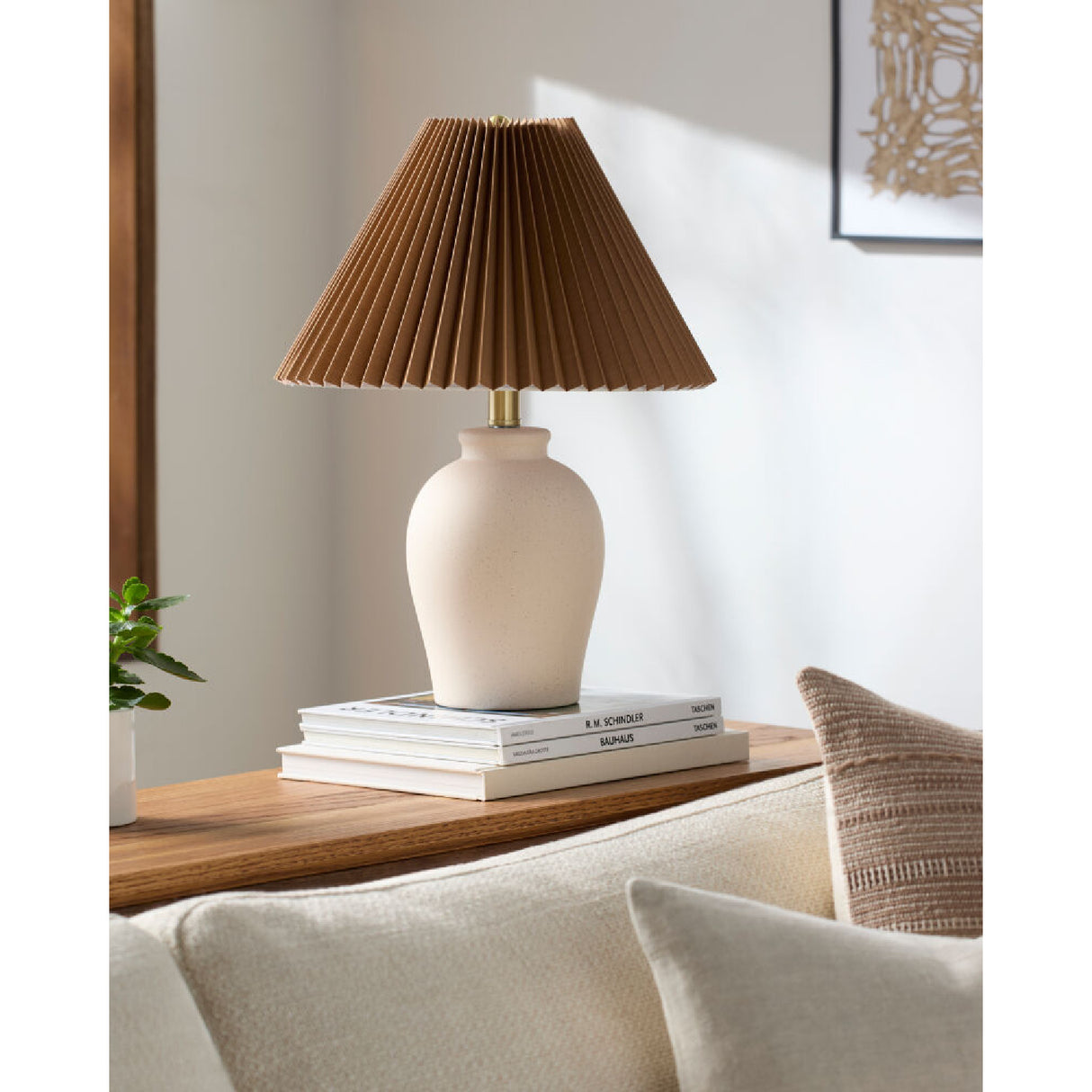 Modern European furniture - Brown Linen Pleated Table Lamp - www.oroa.com