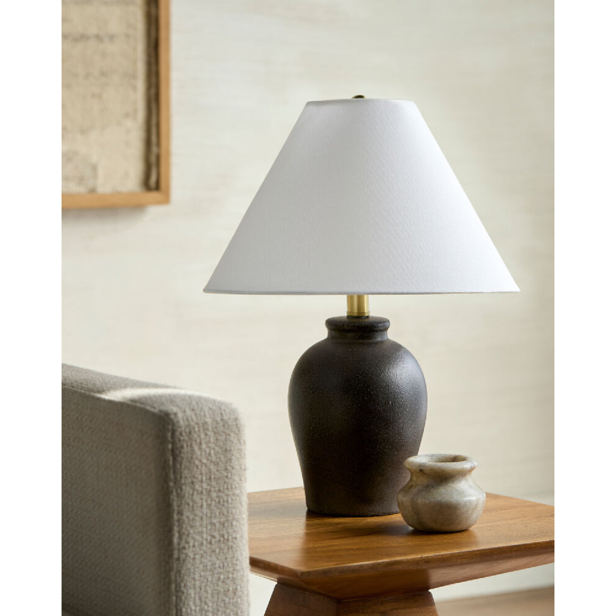 Modern European furniture - White Linen Empire Table Lamp - www.oroa.com