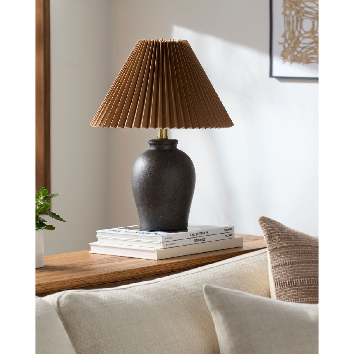 Modern European furniture - Brown Linen Pleated Table Lamp - www.oroa.com