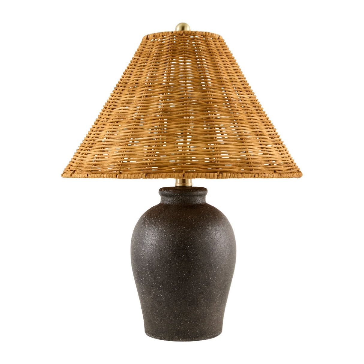 Modern European furniture - Brown Rattan Ceramic Table Lamp - www.oroa.com