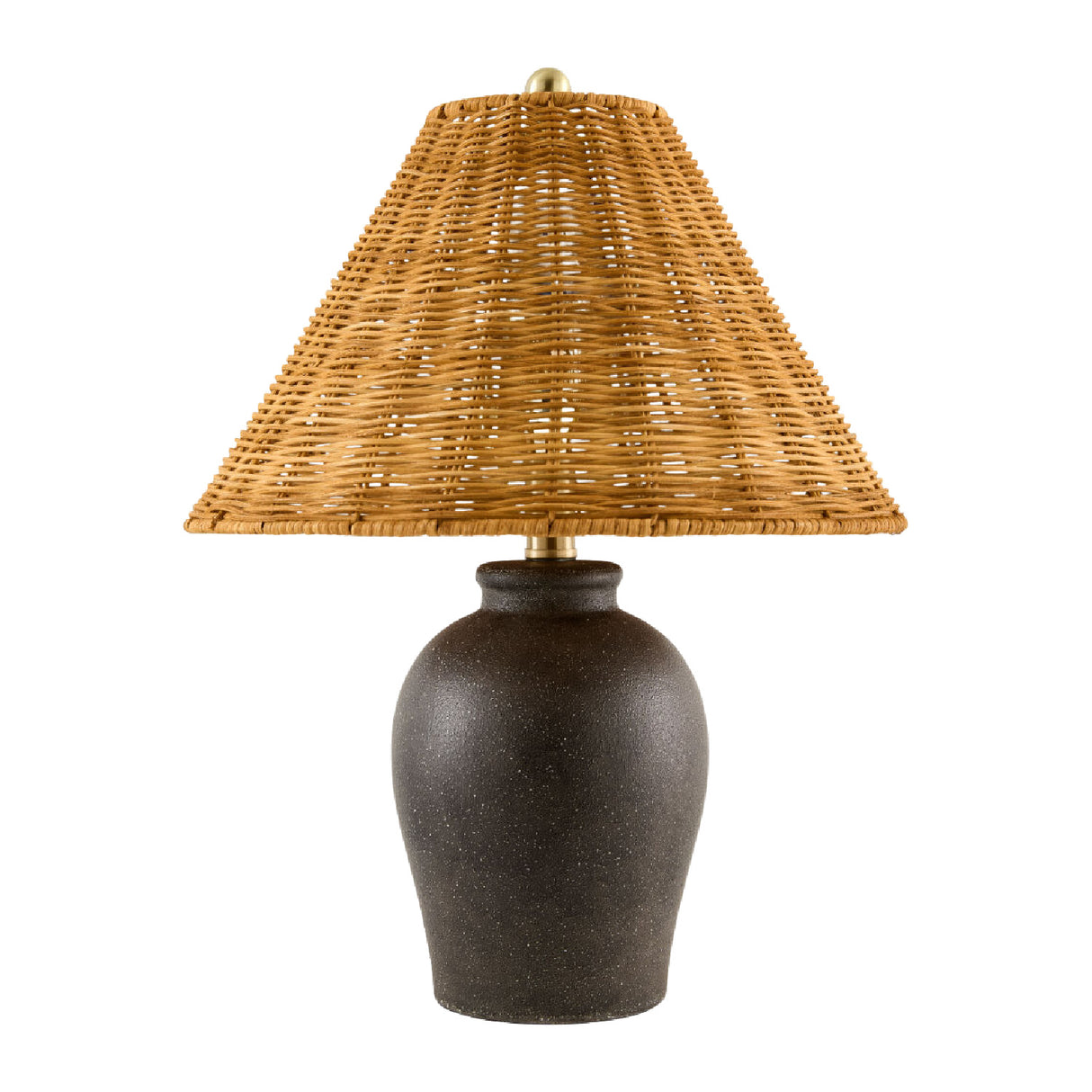 Modern European furniture - Brown Rattan Ceramic Table Lamp - www.oroa.com