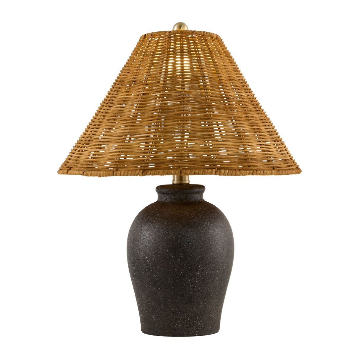 Modern European furniture - Brown Rattan Ceramic Table Lamp - www.oroa.com