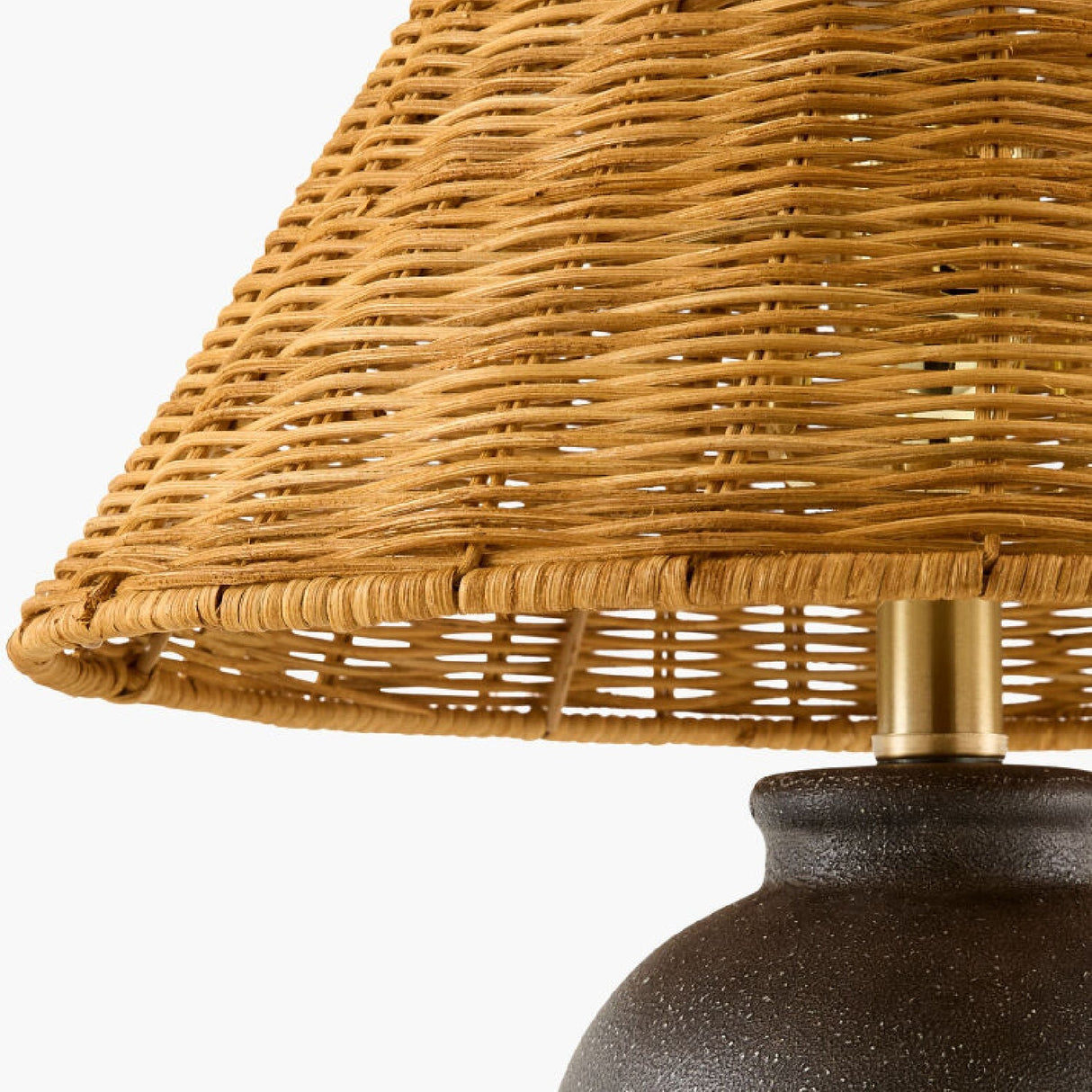 Modern European furniture - Brown Rattan Ceramic Table Lamp - www.oroa.com