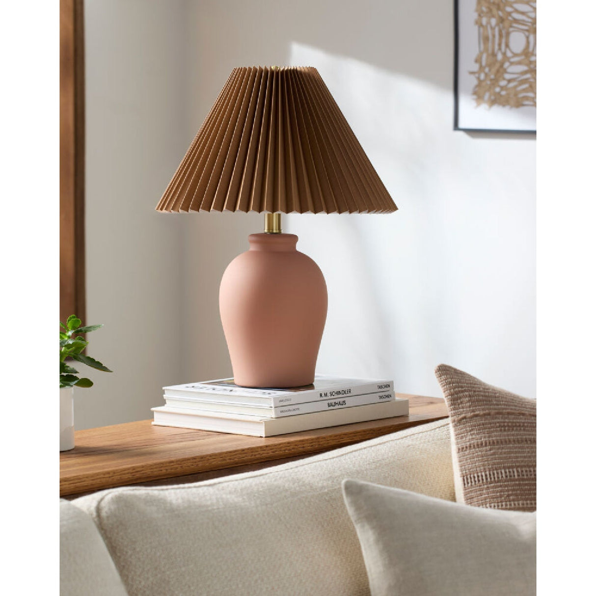 Modern European furniture - Brown Linen Pleated Table Lamp - www.oroa.com