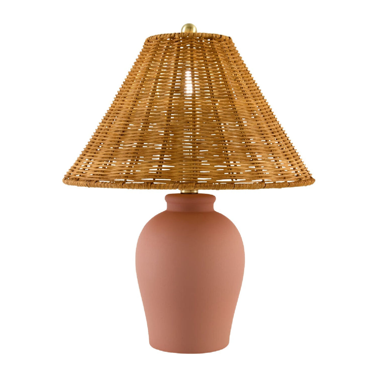 Modern European furniture - Brown Rattan Ceramic Table Lamp - www.oroa.com