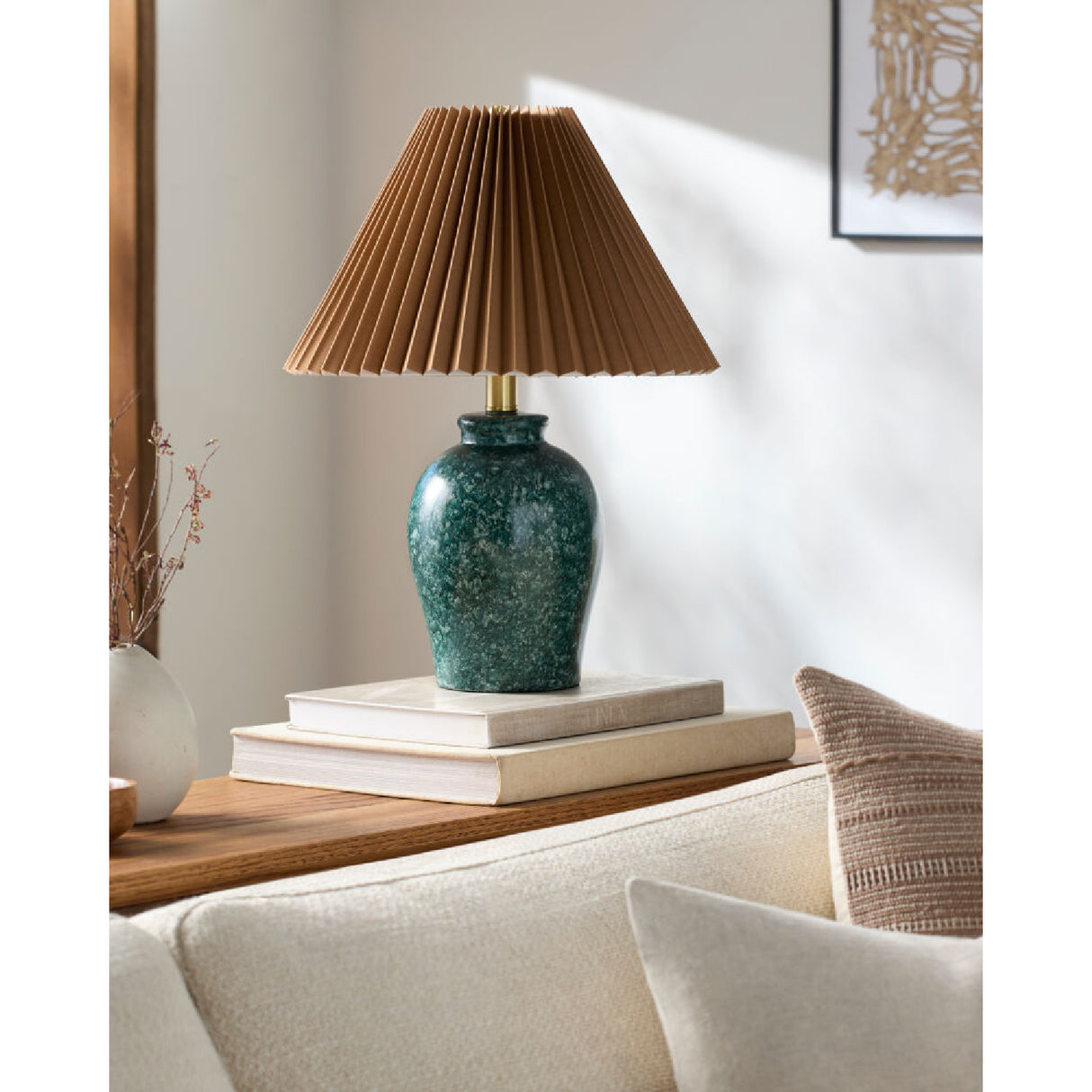 Modern European furniture - Brown Linen Pleated Table Lamp - www.oroa.com