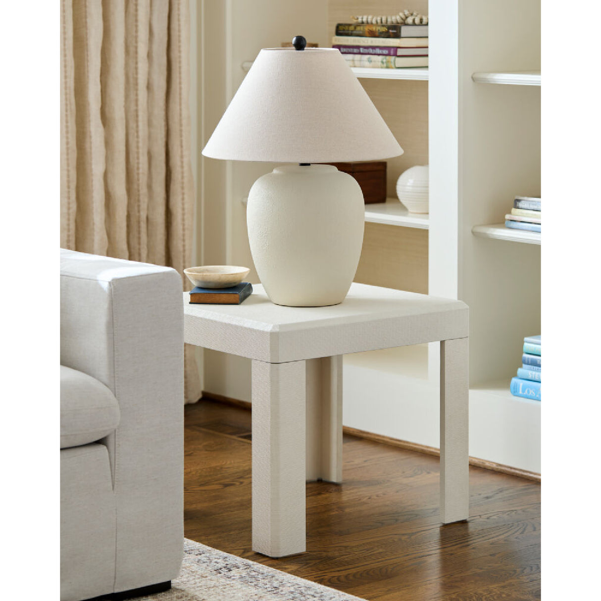 Modern European furniture - Ceramic Beige Linen Table Lamp - www.oroa.com
